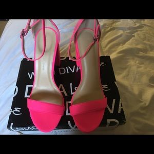 Highlighter pink chunky heels